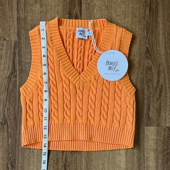 NEW Princess Polly Sydney Cropped Orange Sweater Vest Sz XS/S - Picture 7 of 10